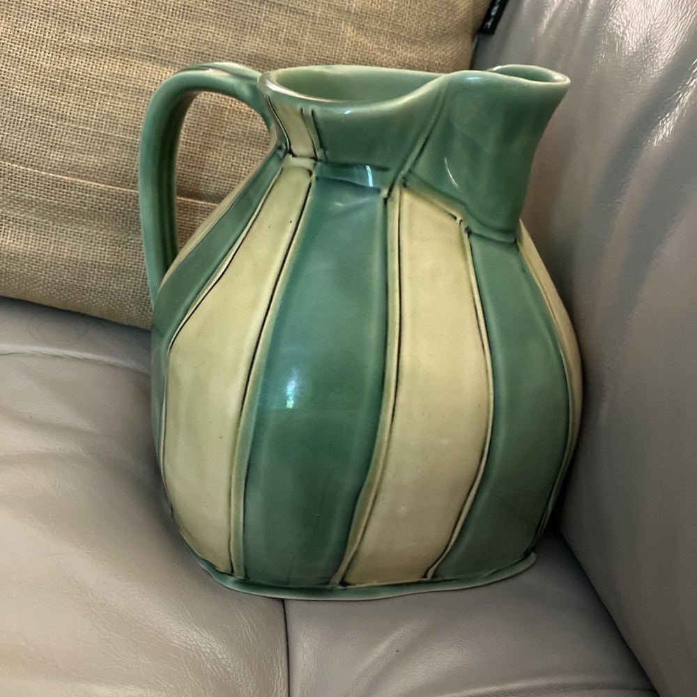 Handmade Art Pottery Pitcher Vase Squared Base Signed