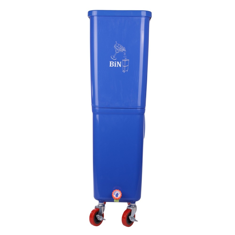 Blue Drink Dump Bin w/ Wheels – Dual Compartment Liquid & Trash Disposal