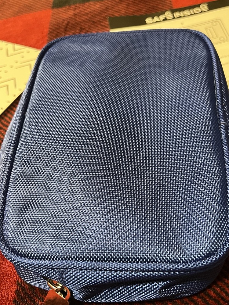Never used/set, Safe Inside Locking Privacy Pouch Combination Lock w/Tether Blue