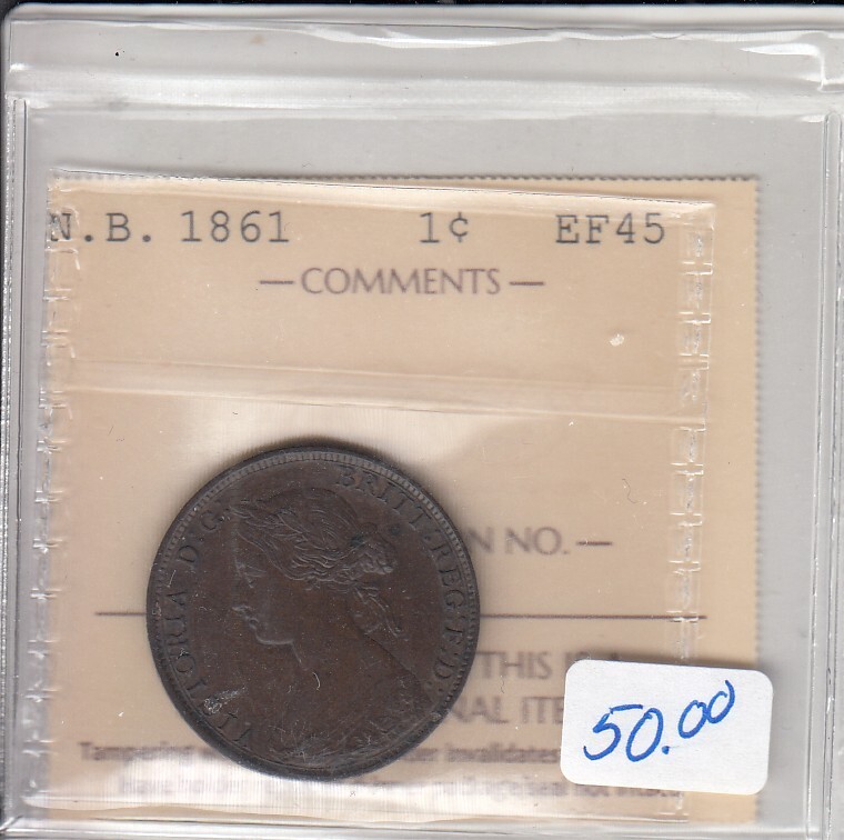 1861 New Brunswick One Cent - ICCS EF 45 - XCZ 063   C6