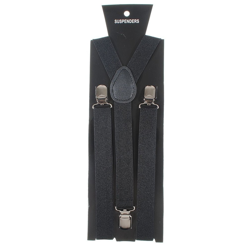 1 inch Wide Suspenders for Men Elastic Adjustable Solid Straight Clip Y Back
