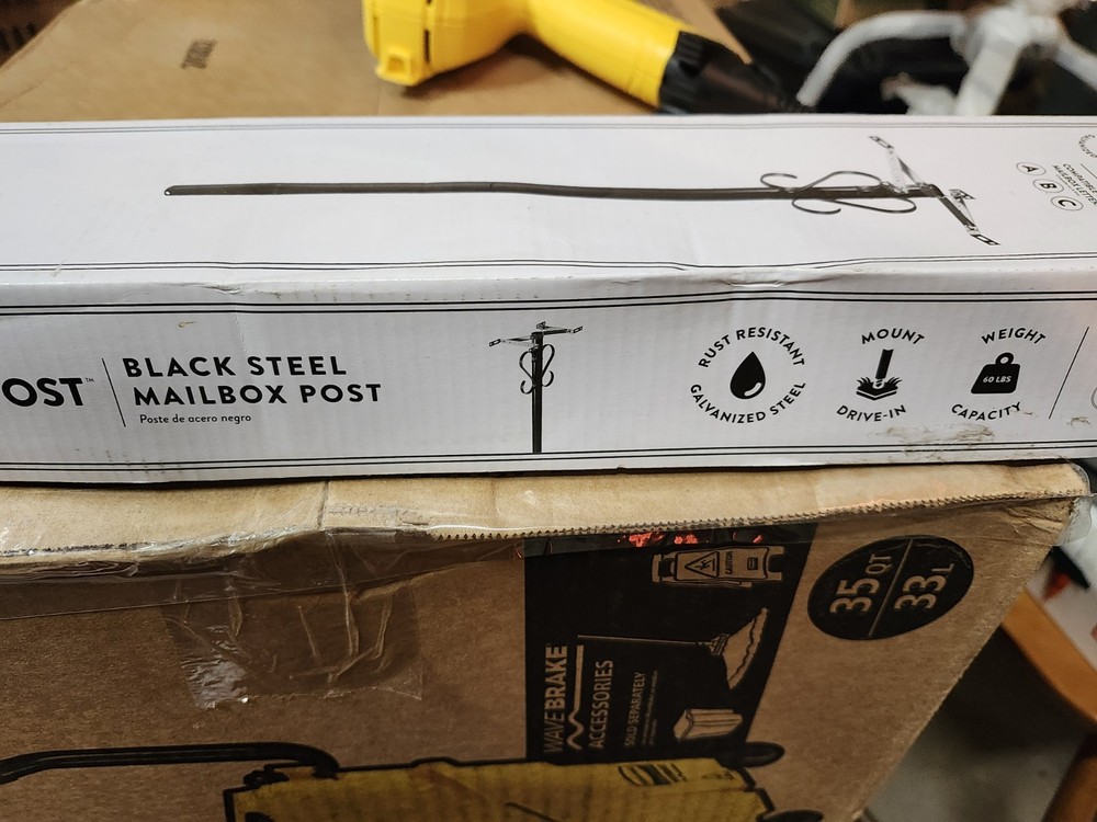 Mailbox Post Steel Decorative Scroll Top Mount In Ground Black Rust Resistant