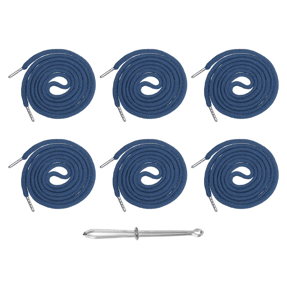 6 Pcs Hoodie Strings Drawstring Cords with Easy Threader (Dark Blue)