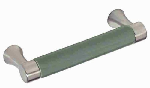 (25-Pack) 3" Sage Ceramic Insert Pull Brushed Satin Pewter