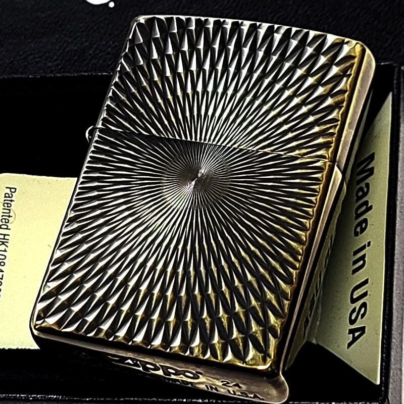 Zippo Diamond Cut Antique Gold 2 Sided Processing Etching Lighter Regular