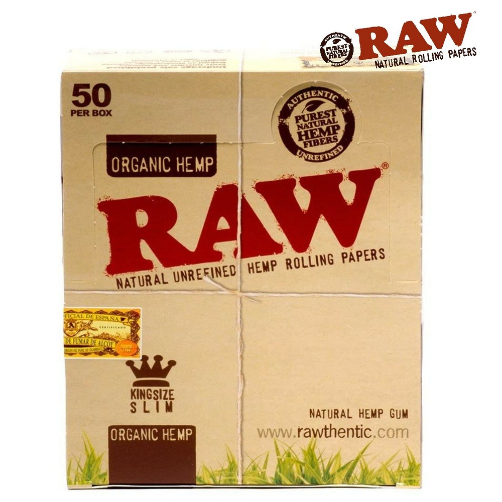 AUTHENTC Raw Organic King Size Slim Rolling Paper Full Box 50 pack, 32 Per Pack