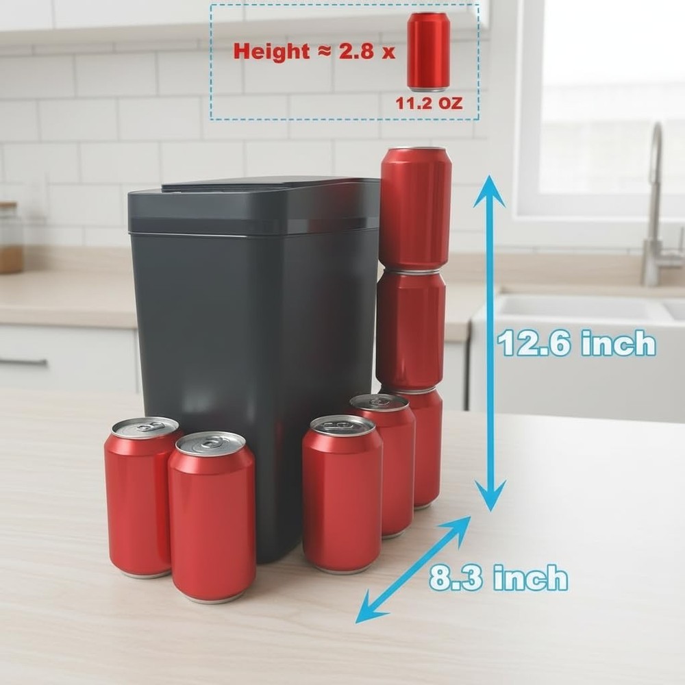 Touchless Bathroom Trash Can 2.5 Gallon Slim Sensor Auto Open Black
