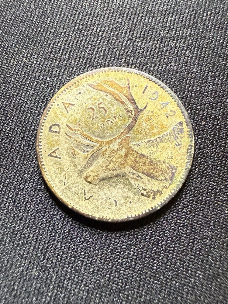 1942 Canada Silver 25 Cents Coin