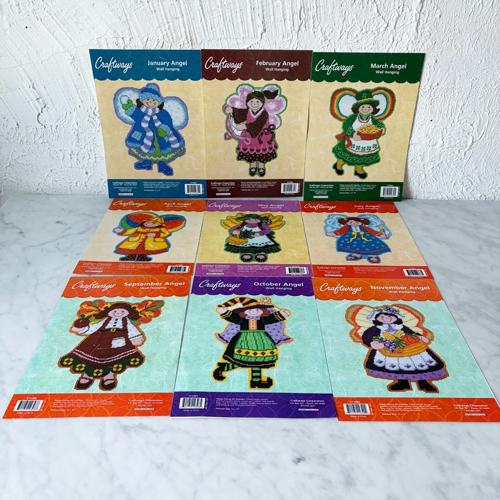 Craftways Monthly Angel Plastic Canvas Wall Hanging Patterns - 9 Patterns Only