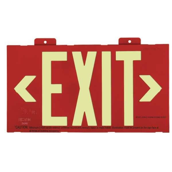 Exit Sign, Plastic, 15-3/8" W, 8-3/4" H, Exit (Double Arrows), Green, Gran1388