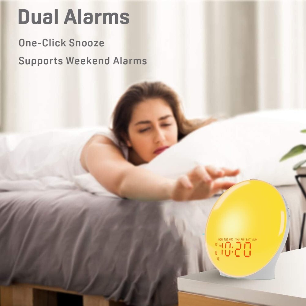 Sunrise alarm clock with sunrise simulation function, sleep aid function