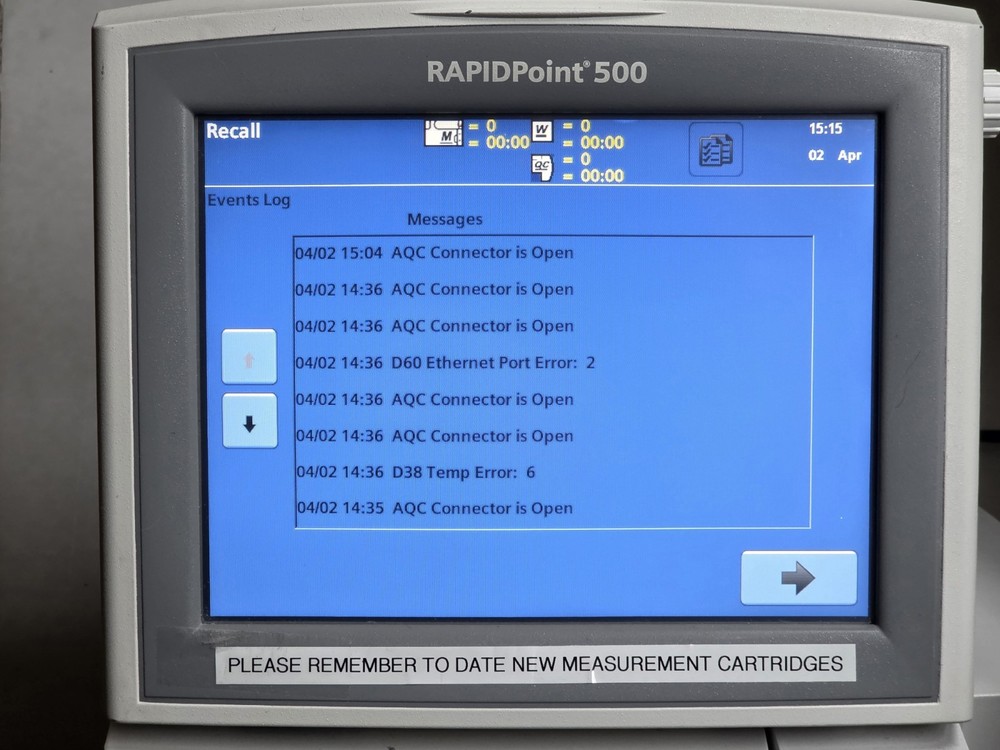 Siemens - RAPIDPoint 500 - Blood Gas Analyzer Bar Code Reader Touchscreen LCD
