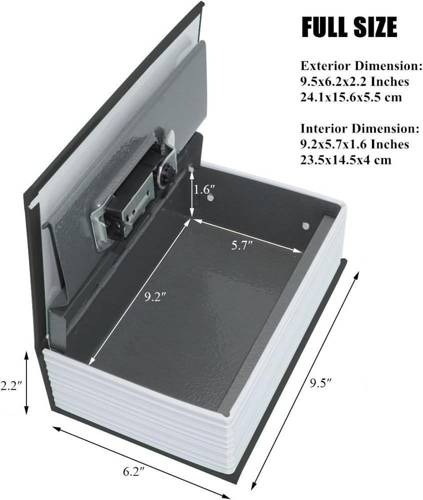 Durable Black Book Safe with Push Button Control – Ideal for Secure Storage
