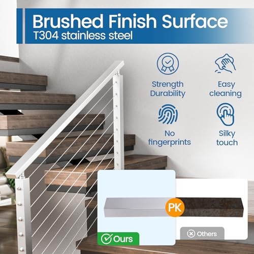 6'6" Stainless Steel Handrail Brushed Rectangular 1pack Brushed Handrail