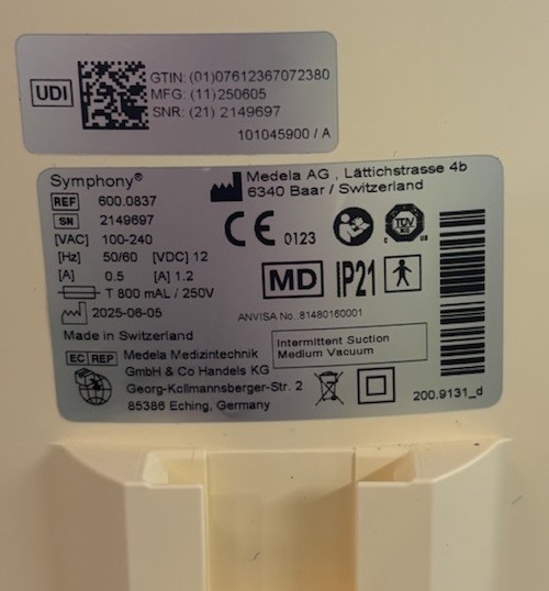 MEDELA SYMPHONY PLUS WITH INITIATION TECHNOLOGY. NEW OPEN BOX OCT 2025.