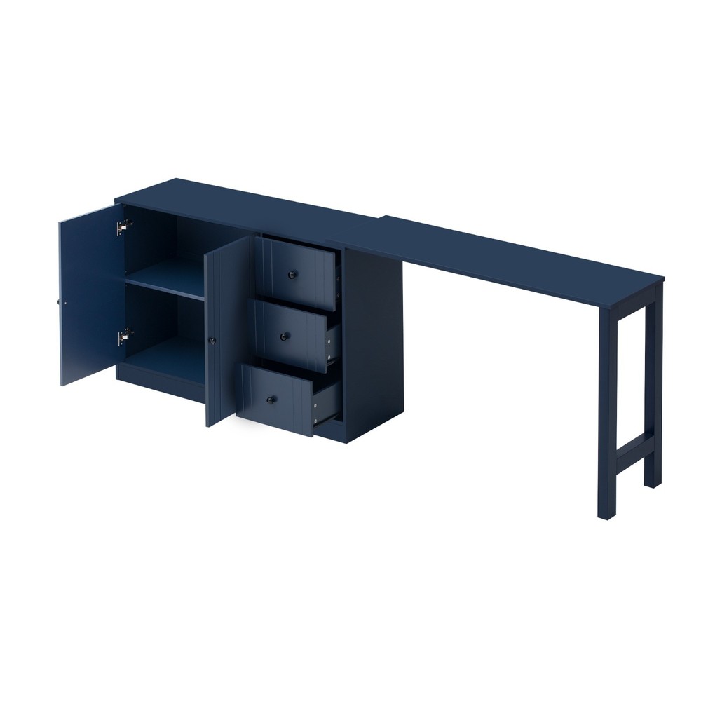 89.7'' Multifunctional Wooden Sideboard (Extendable Table, 2 Doors+3 Drawers)