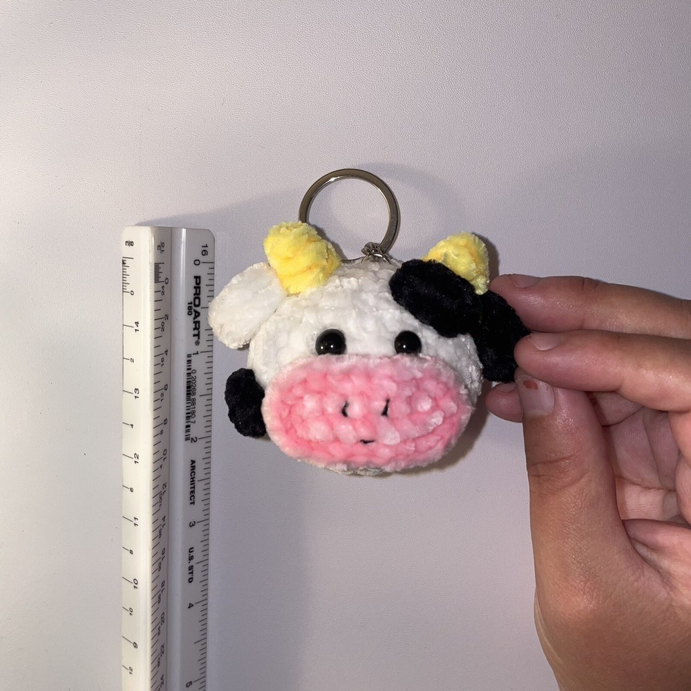 Cow Head Soft Crochet Keychain