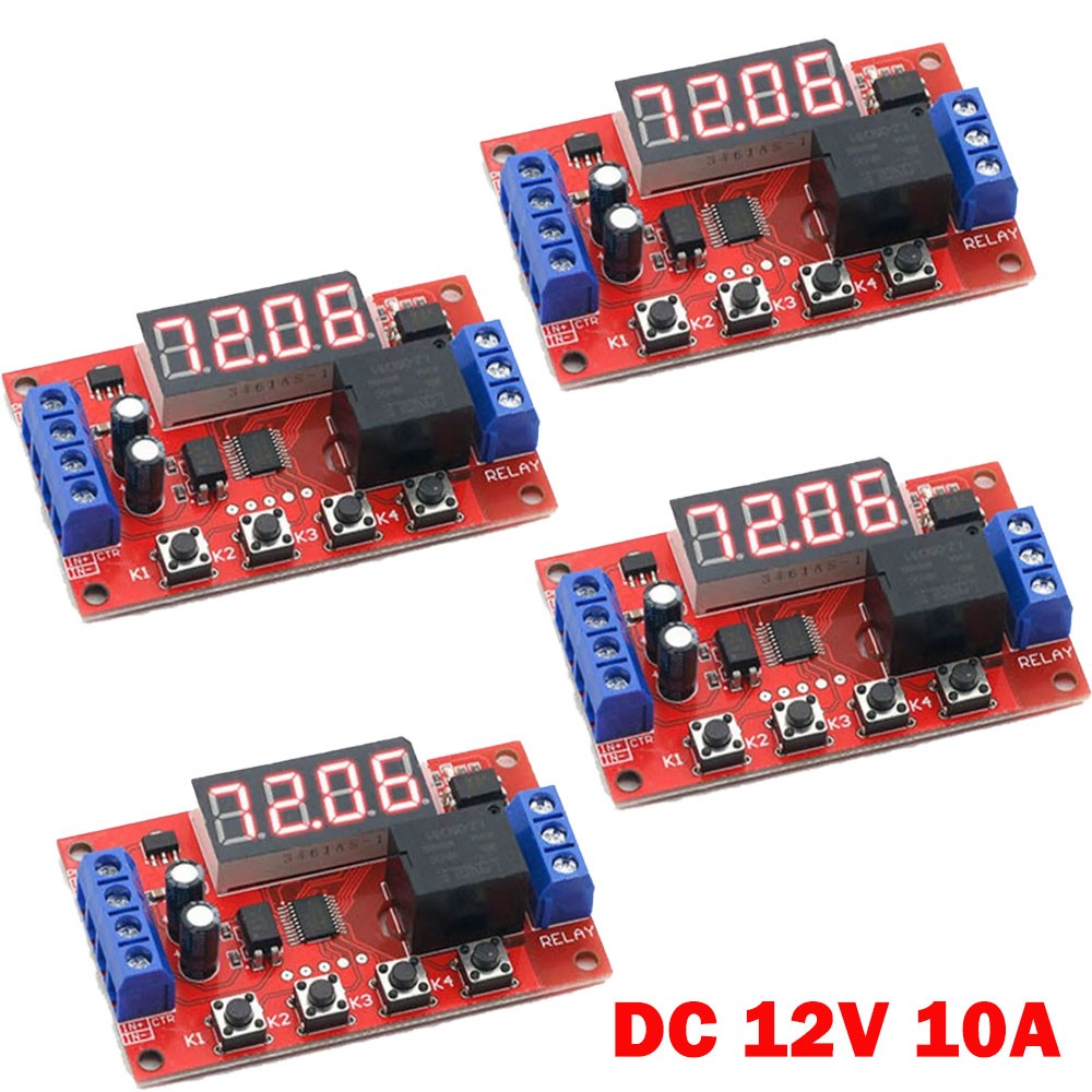 4Pcs DC12V 10A Adjustable Time Delay Relay Module LED Digital Control Switch NEW