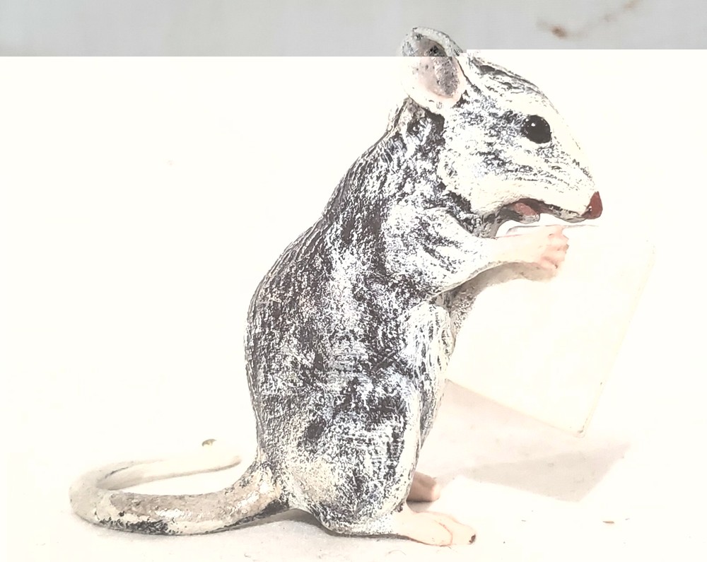 Vienna Bronze Mouse Figurine with Quartz Cheese