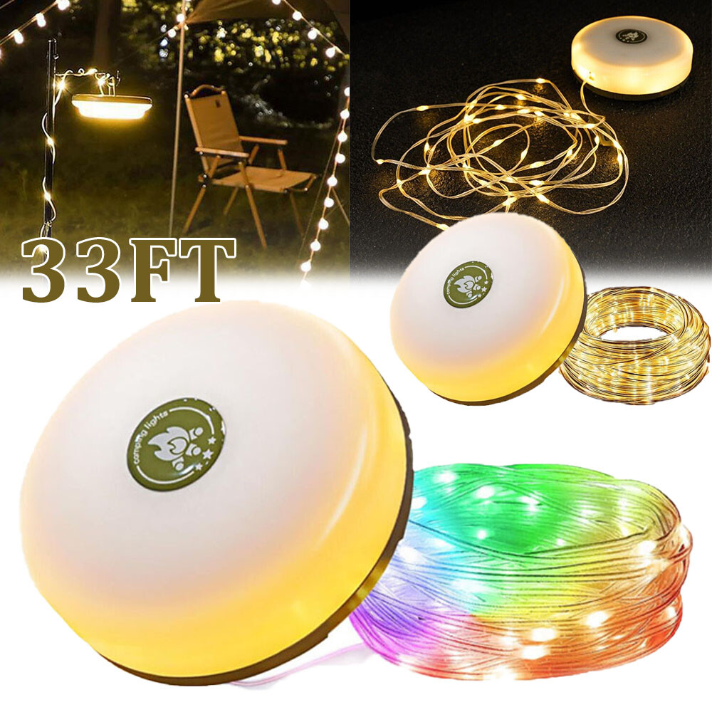 10M Waterproof Camping String Lights Retractable USB Rechargeable Lamps Portable