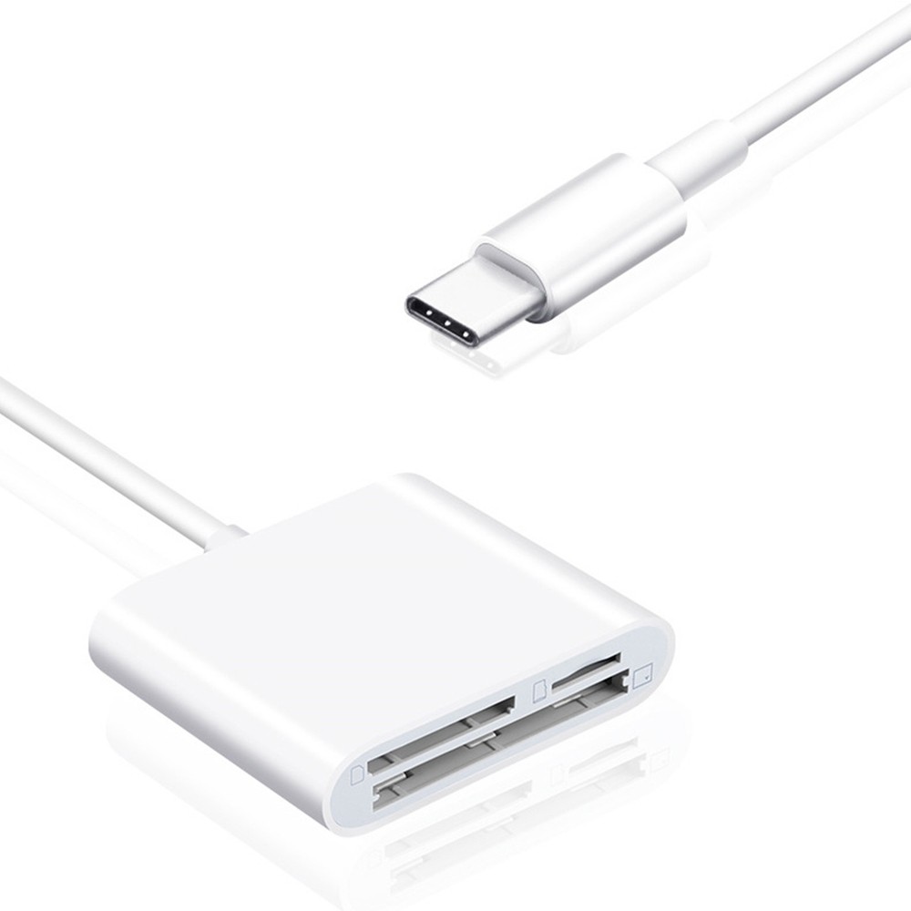 Type-C to CF SD MicroSD Card Reader Adapter Plug Play for Smartphone iPad Mac