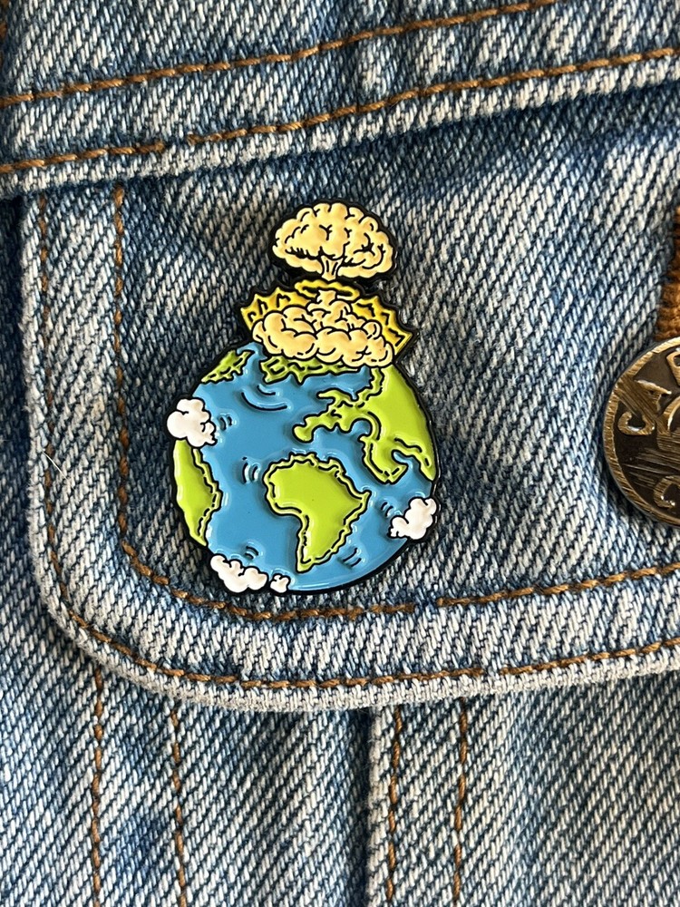Earth Exploding, Climate Change Protest Enamel Pin