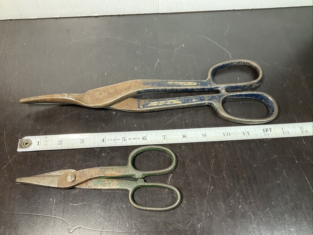 Vintage Crescent Tool Co. 13” & G L 7” Tin Snips