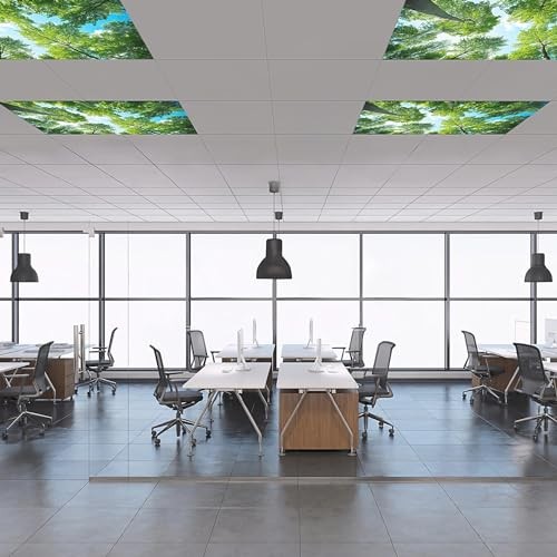 Flourescent Light Covers, 4 Pcs 4 x 2 FT Magnetic 4 Pack Forest Style 4Pcs