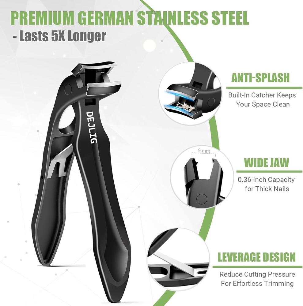 Long Handle Toenail Clippers for Seniors - Angled Black