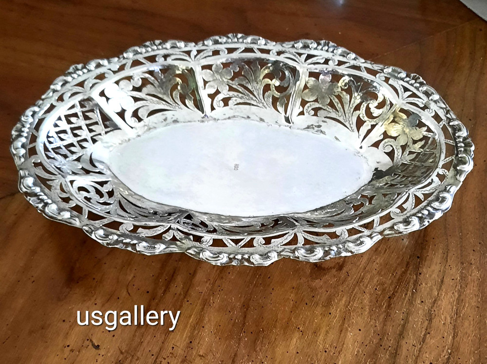 Vintage Solid 161.5 g Elongated .800 Silver Four Footed Serving Dish/ Bowl