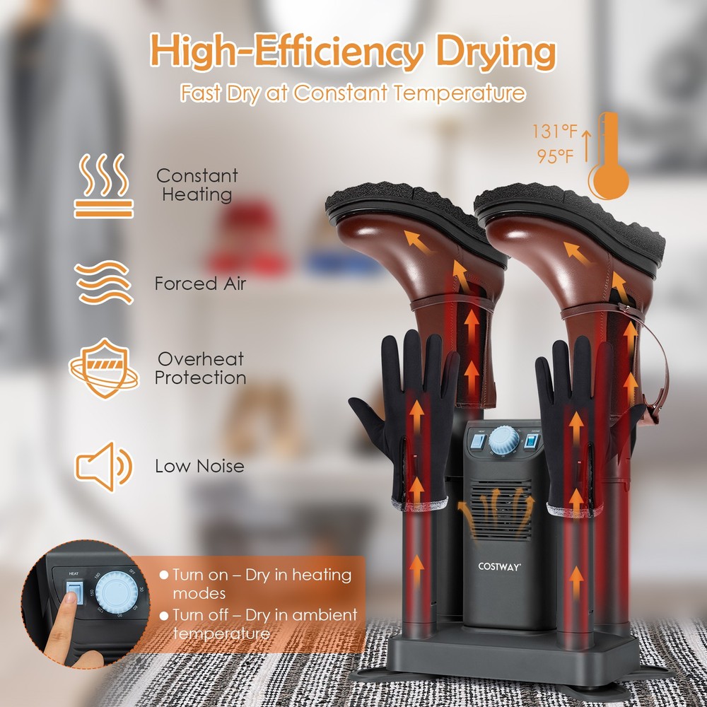 Costway Electric 4 Shoe Dryer Deodorizing Boot Warmer 180 Mins Timer