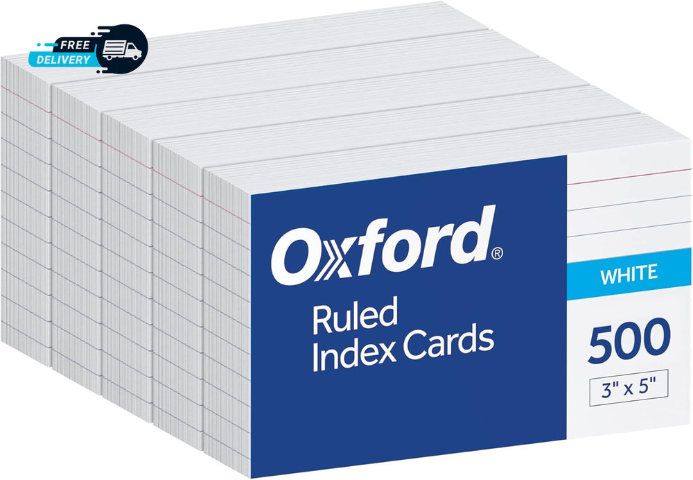 Index Cards  3 X 5 Inches  White  Lined on Front  Blank on Back  Flashcards