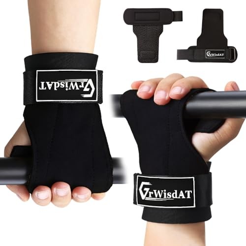 Weight Lifting Wrist Strap, Double Layer Leather Lifting Grips Adjustable