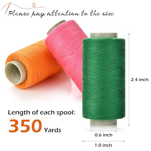 12 Color Sewing Thread, 350 Yards Per Thread Spools, Prewound Bobbins Sewing