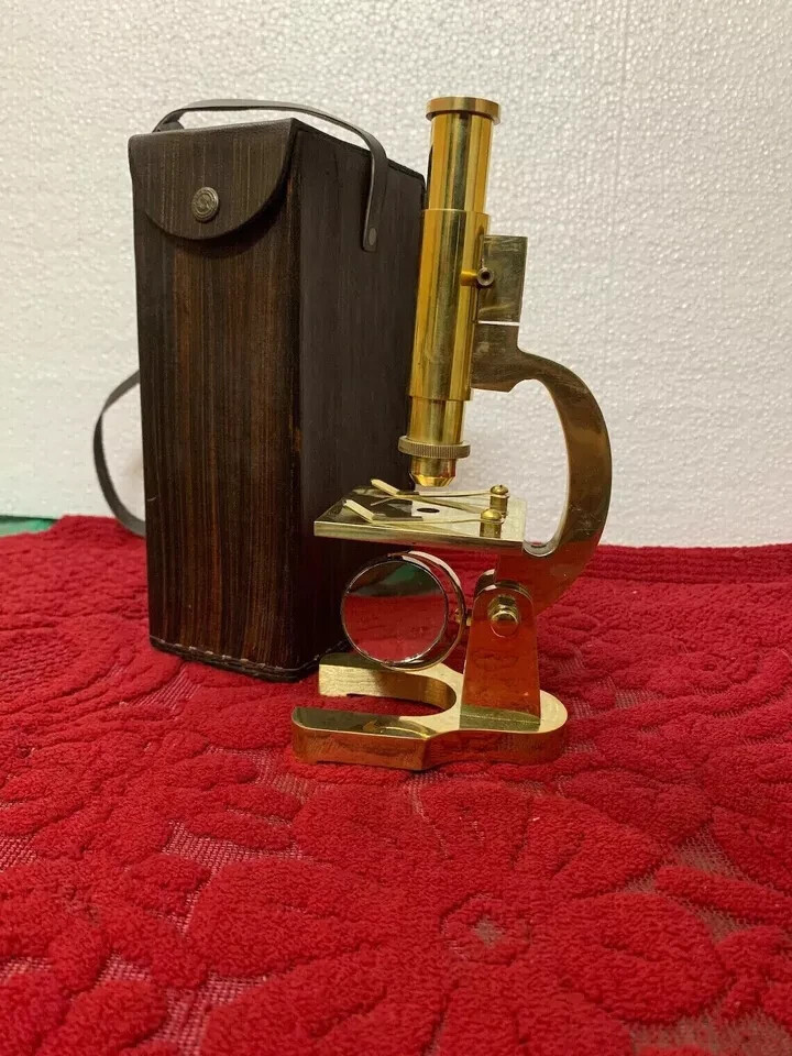 Antique Brass Heavy Microscope 9 Inches Students Brass Microscope Gift Items