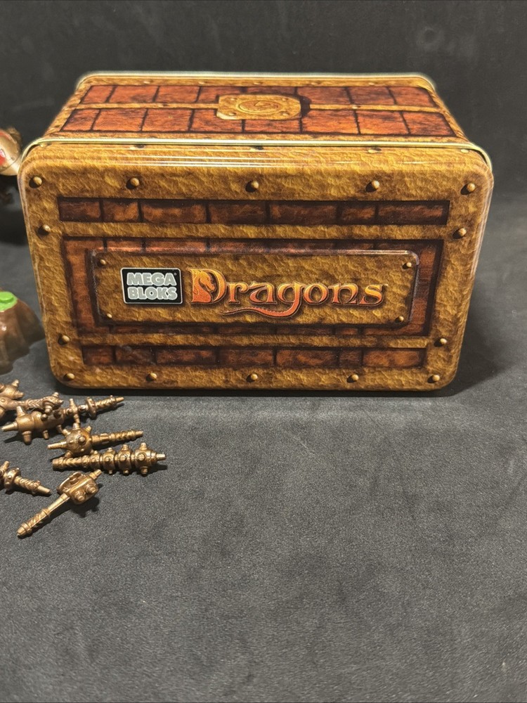 Mega Bloks Dragons War Chest Tin with 3 Figures