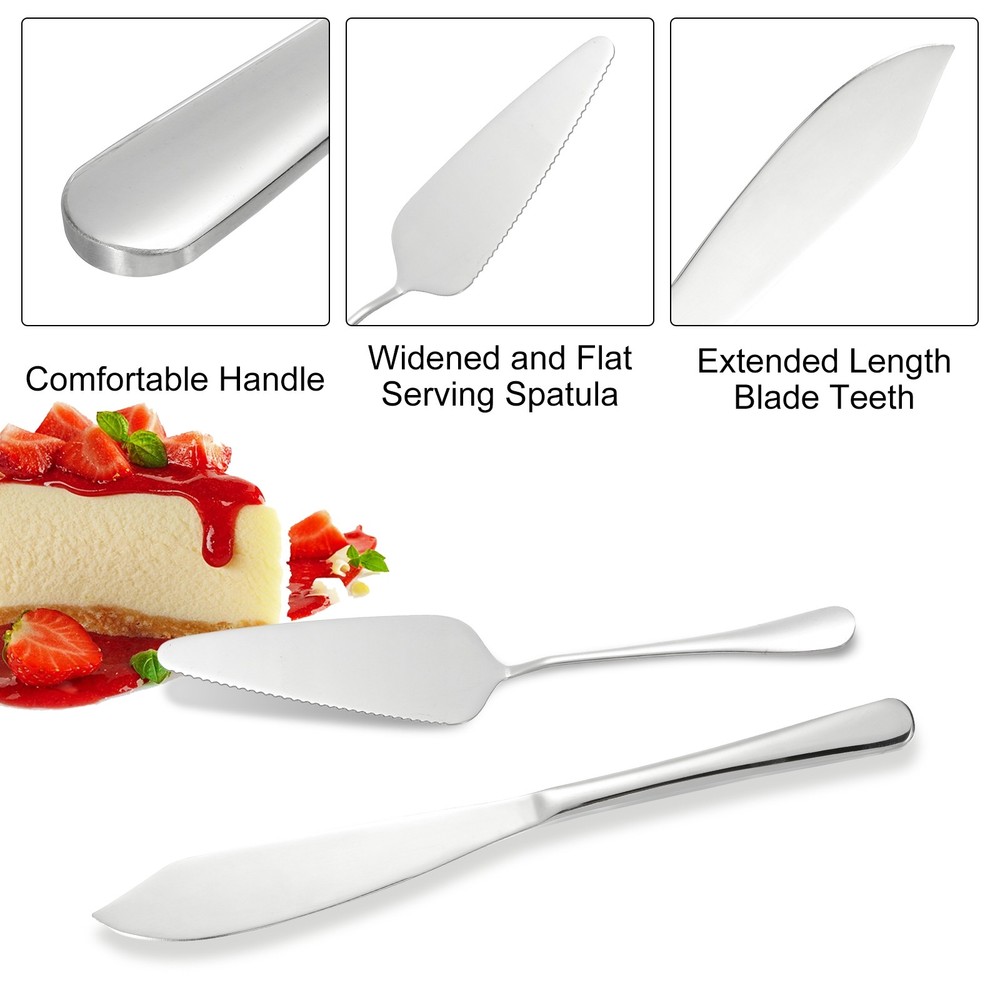 Wedding Cake Knife and Server Set, Silver Cake Cutting Set (11/9 Inch)