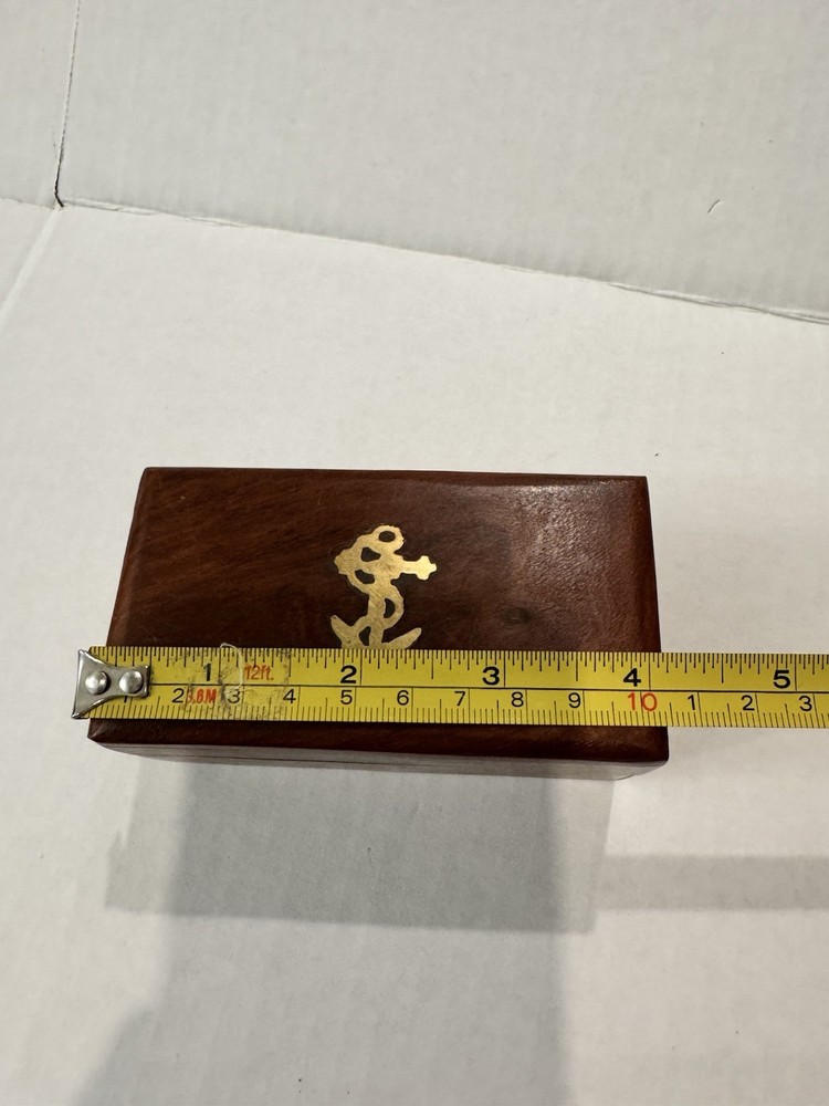 Wood Nautical Anchor Rectangular Box, Brown, Decorative