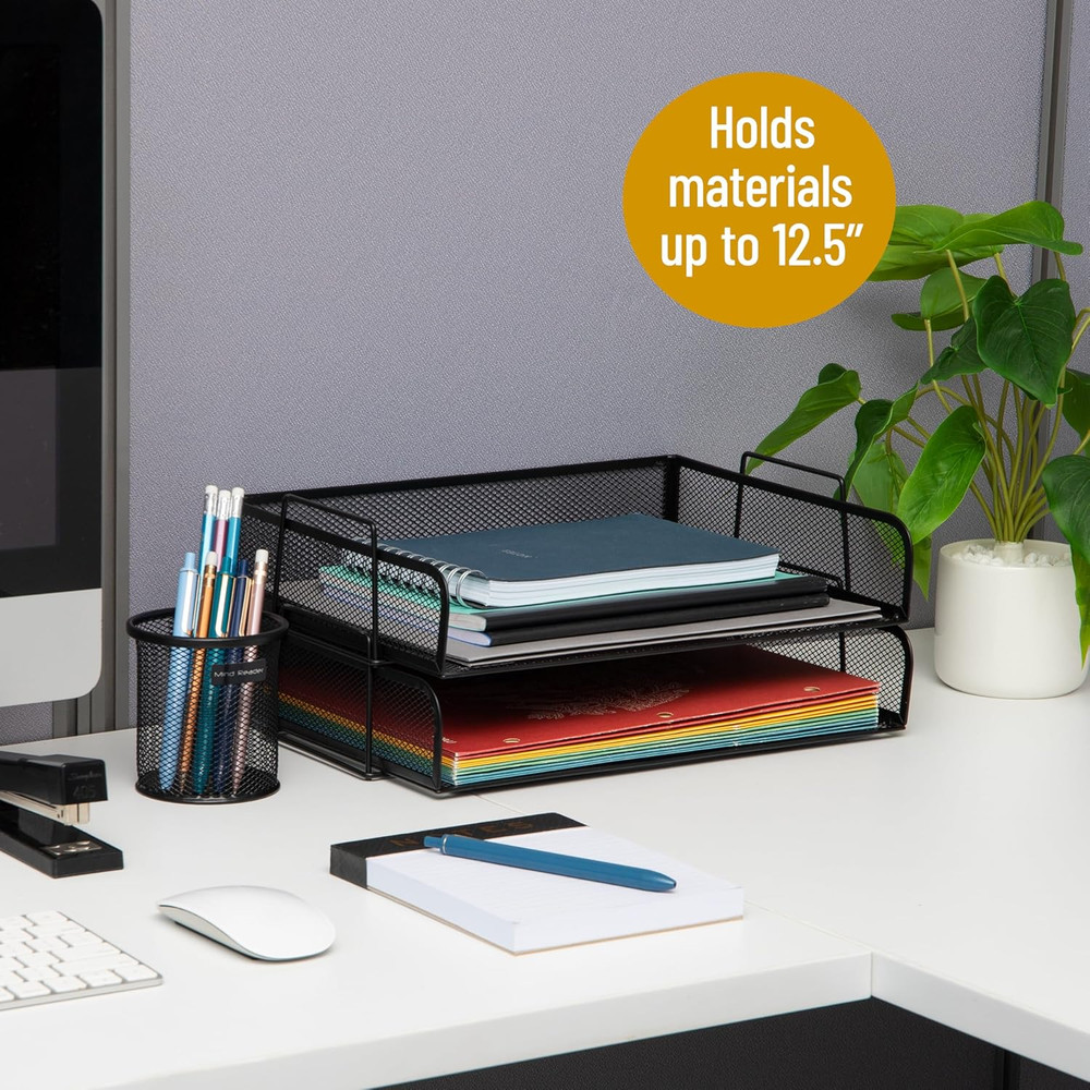 Mind Reader Stackable Paper Tray, Desktop Organizer, File Storage, Office, Metal