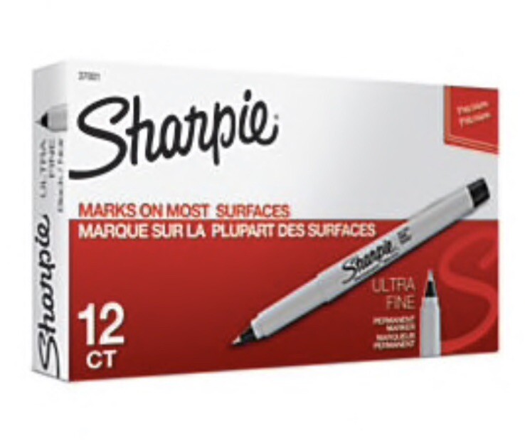 Sharpie Black Ultra Fine 12ct. Box.