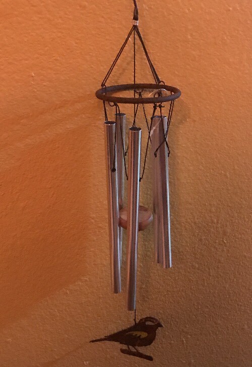 Primitive New Metal Rustic Yellow Birdie Wind Chime