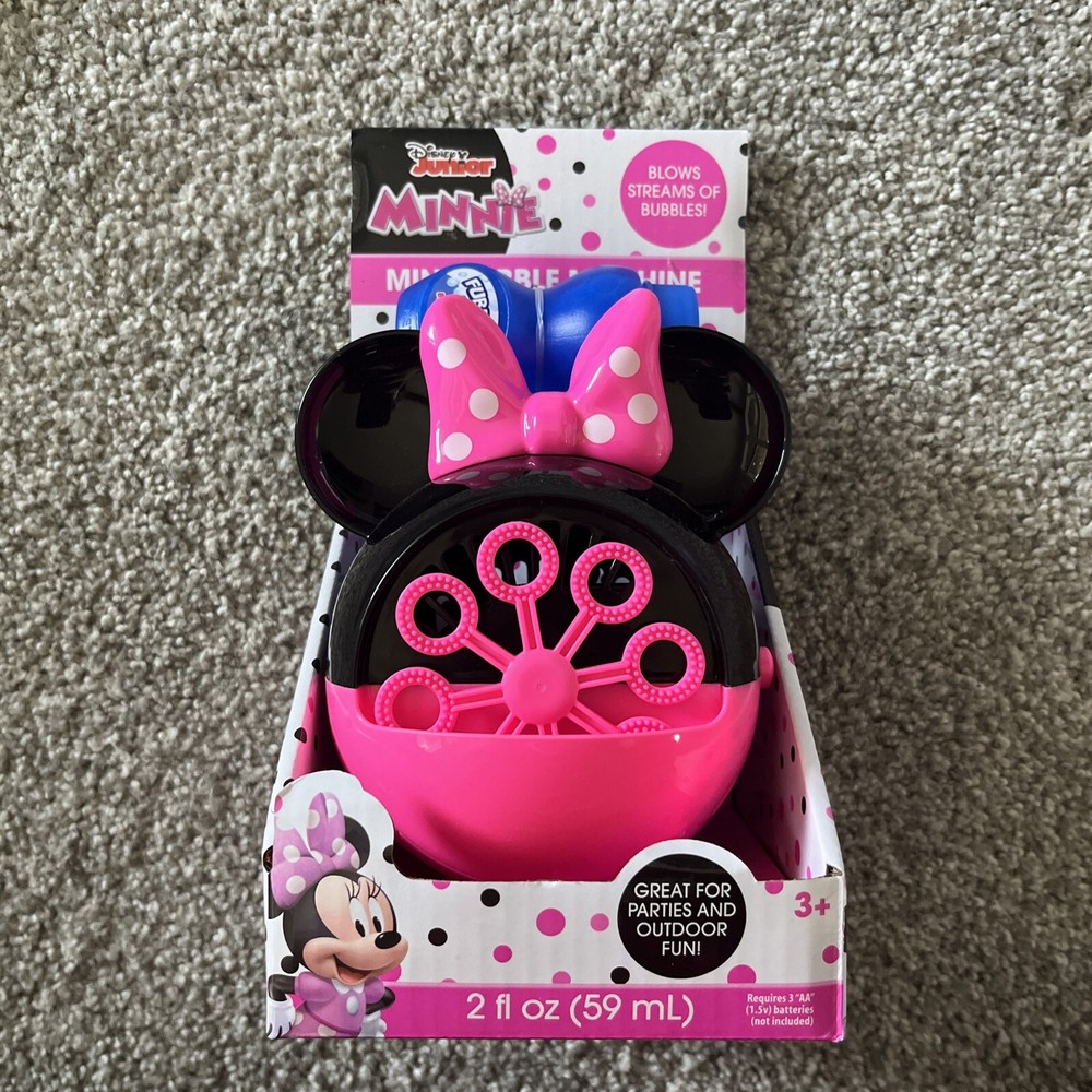 Disney Junior Minnie Mouse Pink Bubble Machine Bubble Blower with 2 oz Bubbles