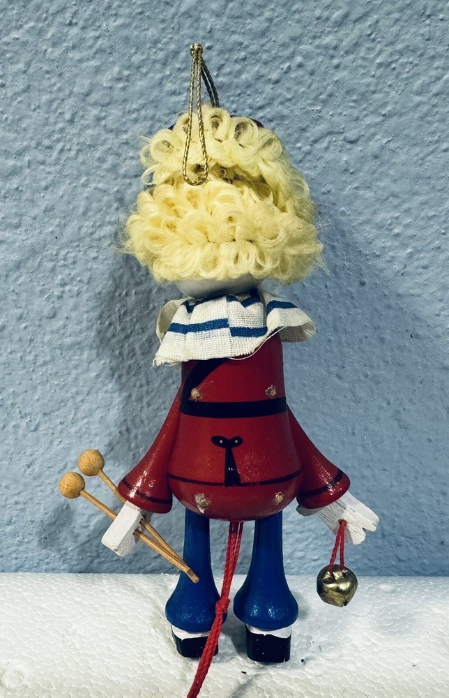 Vintage Clown Wooden Jumping Jack Pull String Ornament