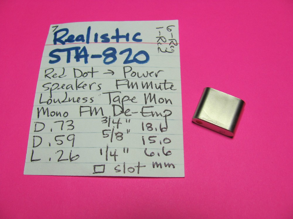 📈REALISTIC STA-820 STEREO RECEIVER PUSH CAP KNOB POWER HAS RED DOT PUSH CAP