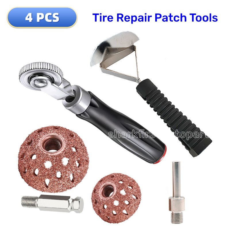 Tire Patches Tool Tire Patch Roller+ Buffer Wheel+ Grinding Head Buffing Wheel