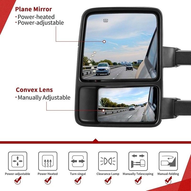 Left Driver Side Power Tow Mirror Heated Telescoping Folding Super Duty New