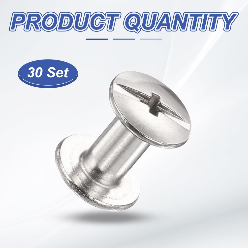 30set Phillips Chicago Screw M3x9mm Binding Post Screw, Silver