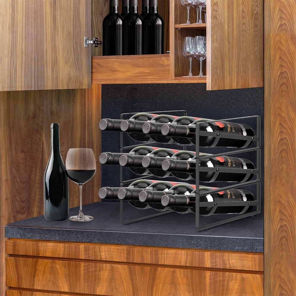 PAFISH 3 Tier Tabletop Stackable Wine Rack，Countertop for Kitchen Pantry