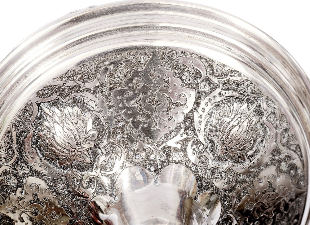 Persian Islamic Solid Silver Repousse Candlestick Candle Holder Marked 135 Gram