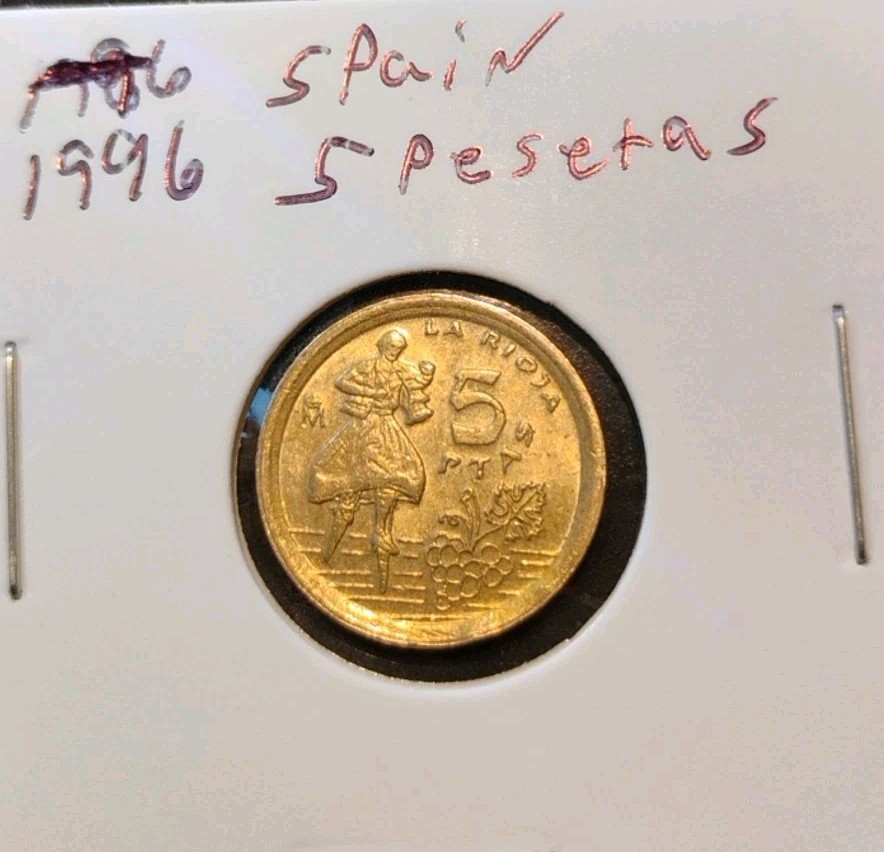 1996 Spain Five Pesetas Coin